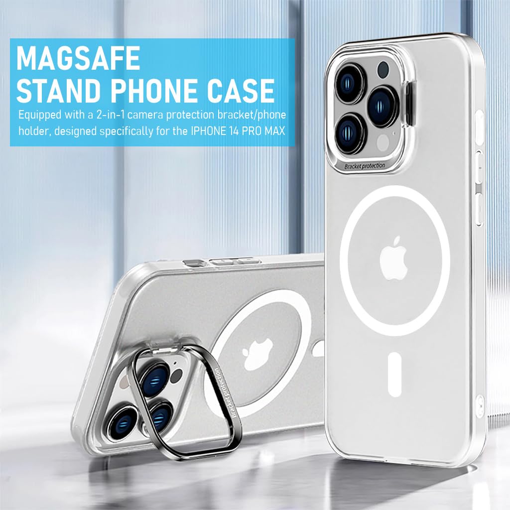 ZORBES Hybrid Back Cover Case for iPhone 14 Pro Max with MagSafe and 2 in 1 Camera Stand