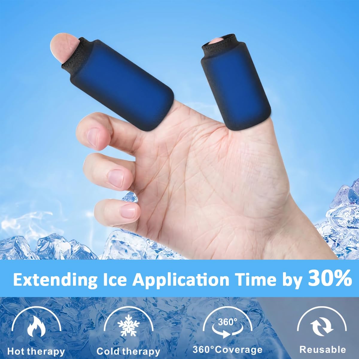 HANNEA Ice Cool Finger Sleeves for Pain Relief with Cooling Gel Support | 4 Pcs Reusable Set