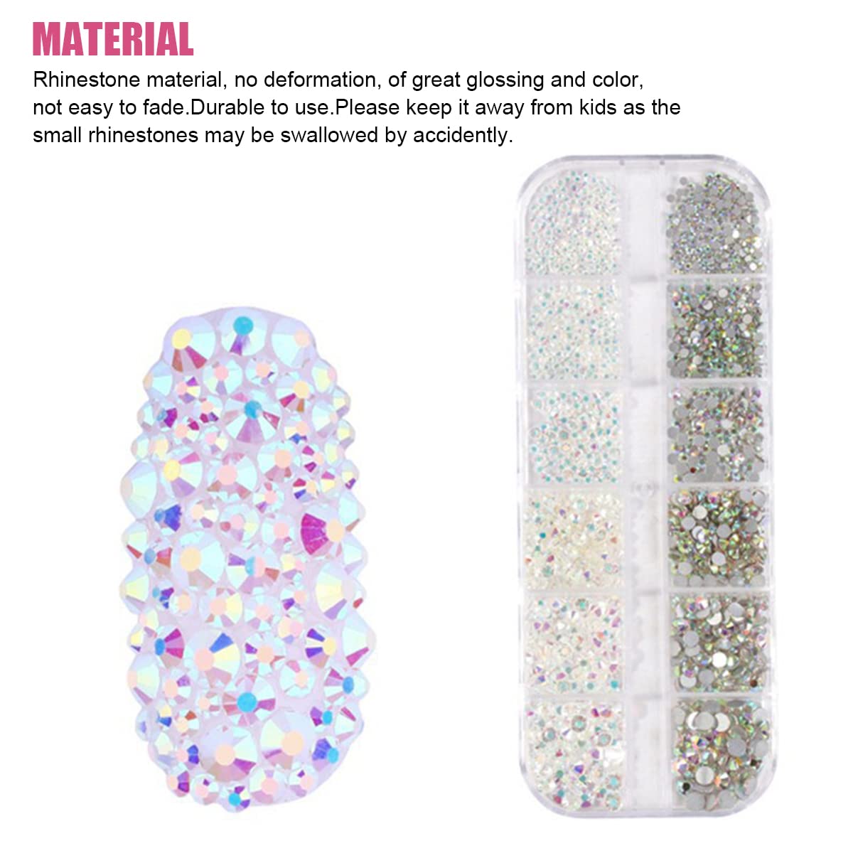 MAYCREATE Nail Art Kit for DIY Manicure and Crafts with 2400 Rhinestones & Tools Set | Face Gems and Pearl Stickers