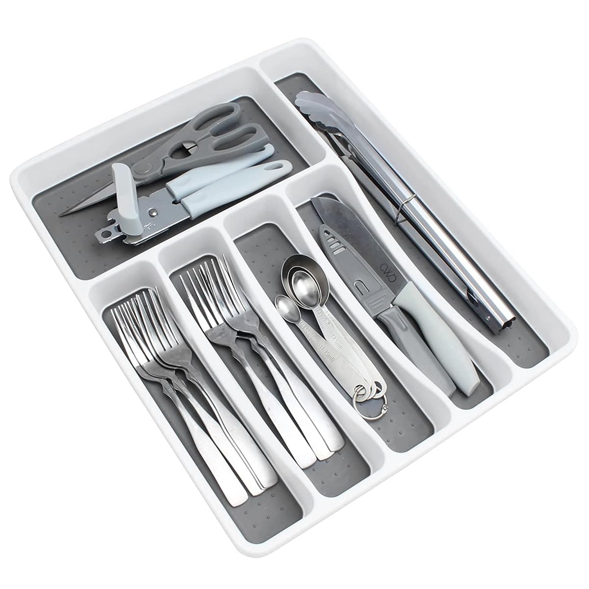 Supvox Cutlery Tray for Kitchen Drawer with 6 Compartments 15.7×11.2 in BPA Free PP Organizer