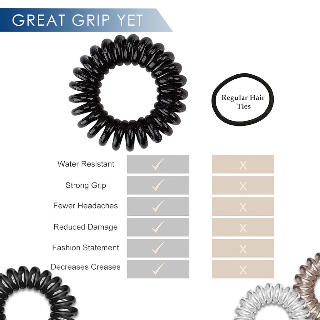ZIBUYU® Hair Ties for Women and Girls Coil Spiral Ponytail Rubber Bands Elastic Scrunchies Stylish 27PCS