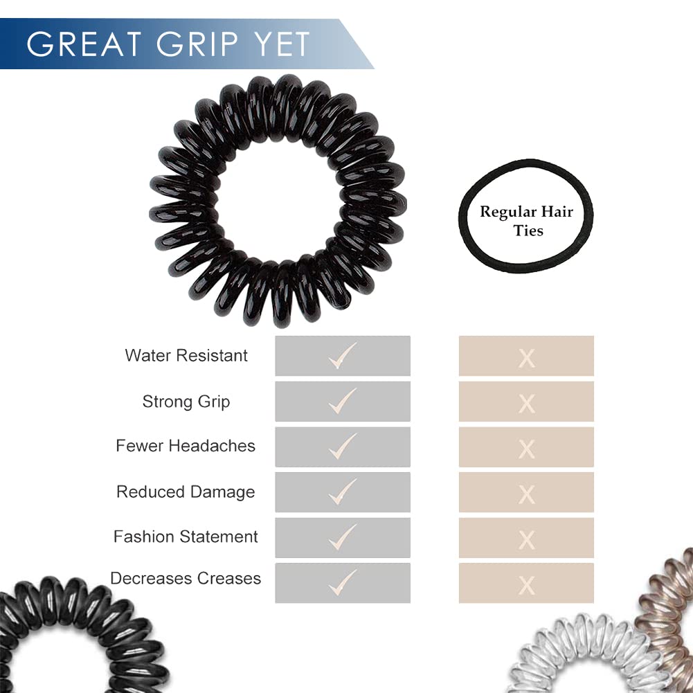 ZIBUYU Hair Ties for Women and Girls featuring 9 Pcs Spiral Coil Design | Stretchable Elastic Scrunchies for Daily Use