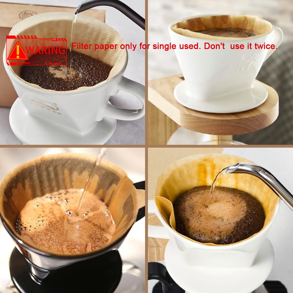 Supvox Coffee Filter Paper for Brewing featuring Natural Unbleached Wood Pulp 100 Counts