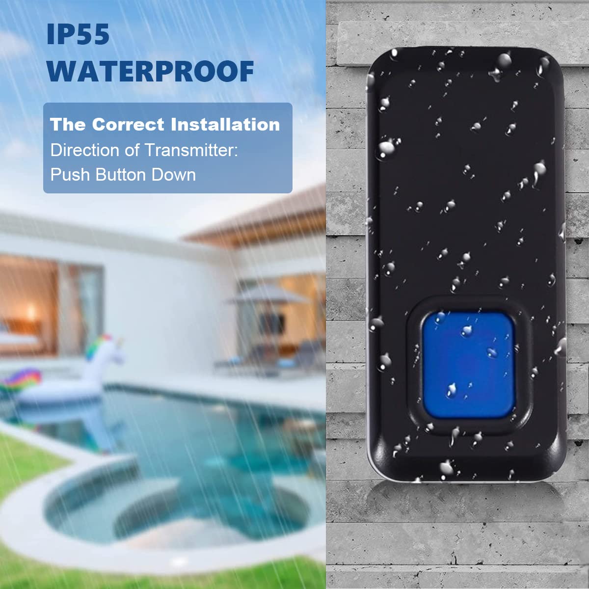 Supvox Wireless Door Bell for Home with IP55 Waterproof Design and 328ft Range | Flash Light Receiver