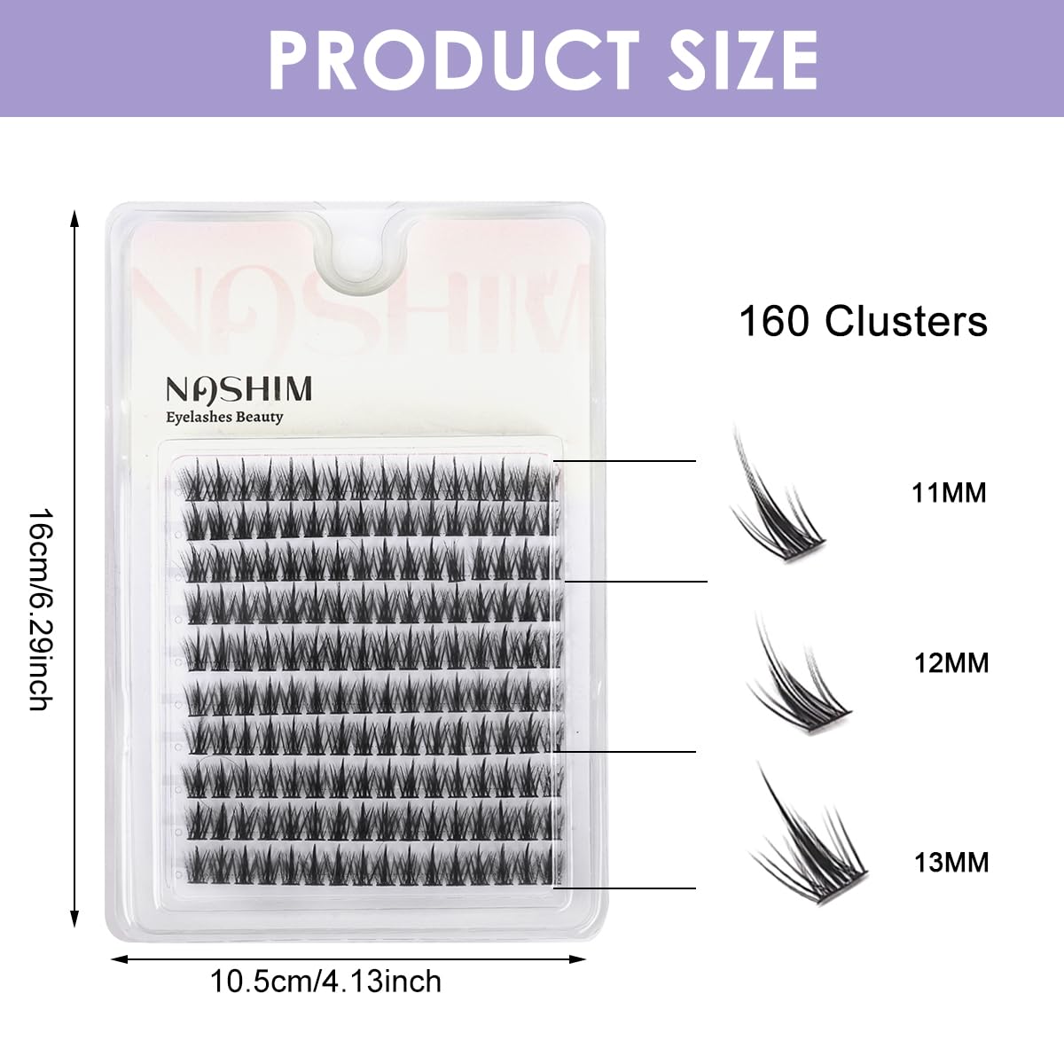 MAYCREATE False Eyelash Extensions Kit for Home Use with 160pcs Clusters 11–13mm | Natural Curl for Women