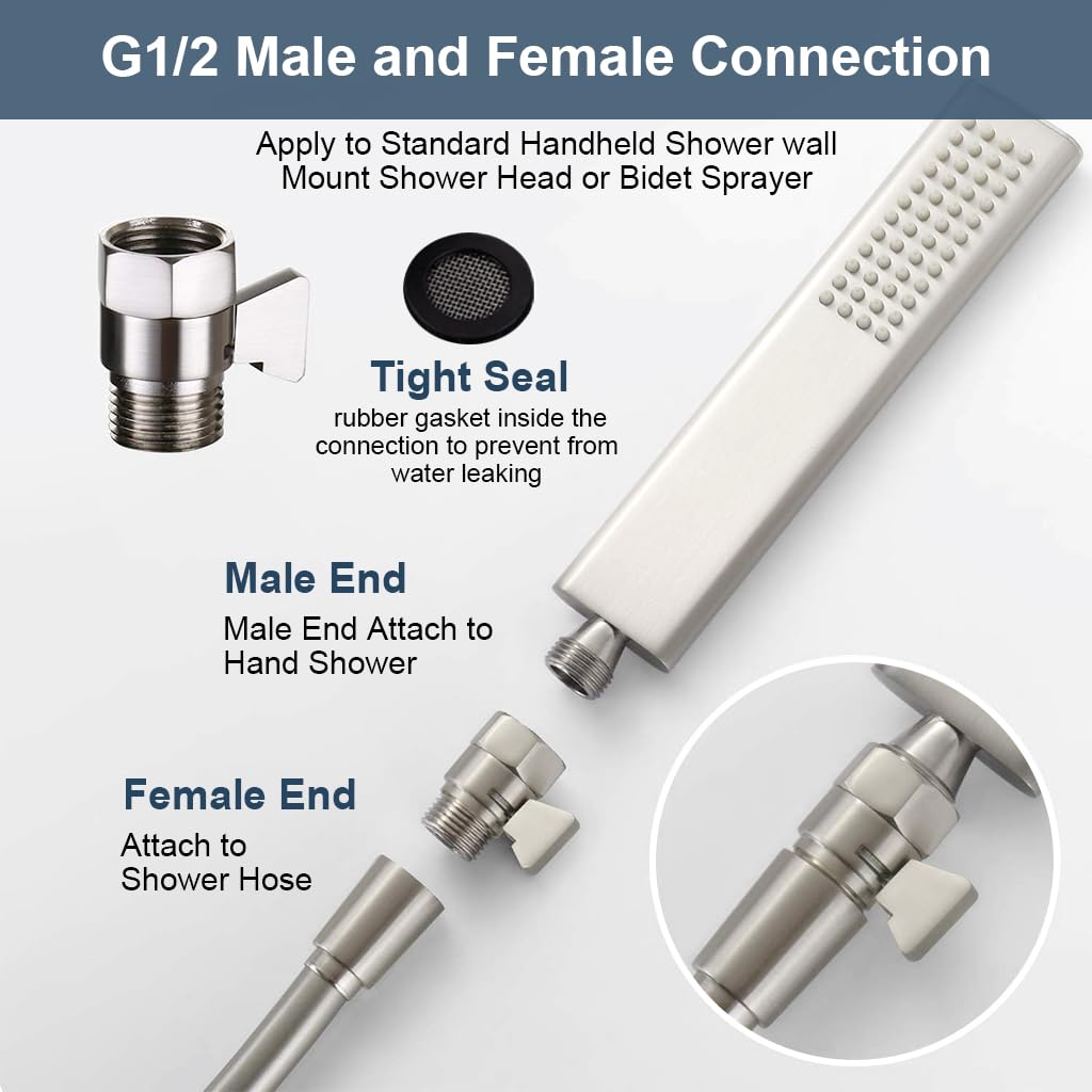 HASTHIP Water Flow Control Valve with 1/2 inch IPS fittings featuring ceramic inner valve | brass brushed nickel shut off for residential and commercial use