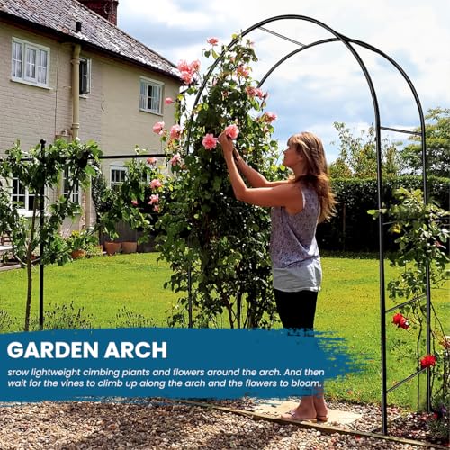 Supvox® Decorative Flower Arch Frame 55.1x 94.5 inch, Freestanding Flower Arch Door Frames with Base, DIY Assembly Metal Black Finish Wedding Archs Frame for Ceremony, Party, or Garden Decor