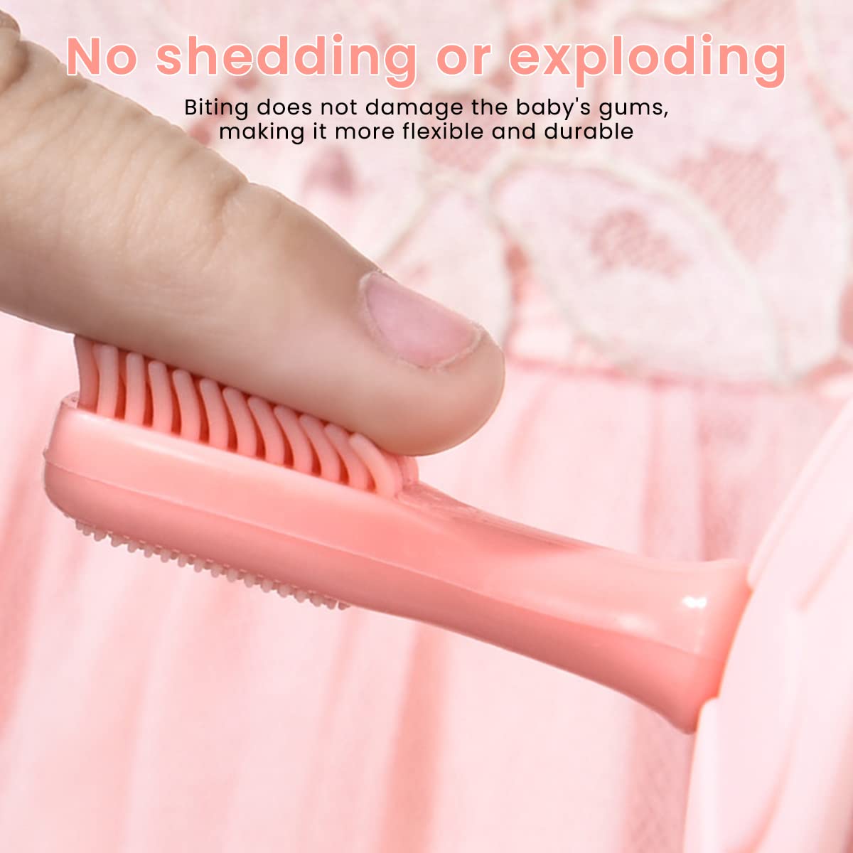 SNOWIE SOFT Baby Brush for 0–2 Years with 3 Switchable Heads and Anti Choking Shield | Soft Food Grade Silicone Toothbrush and Tongue Cleaner