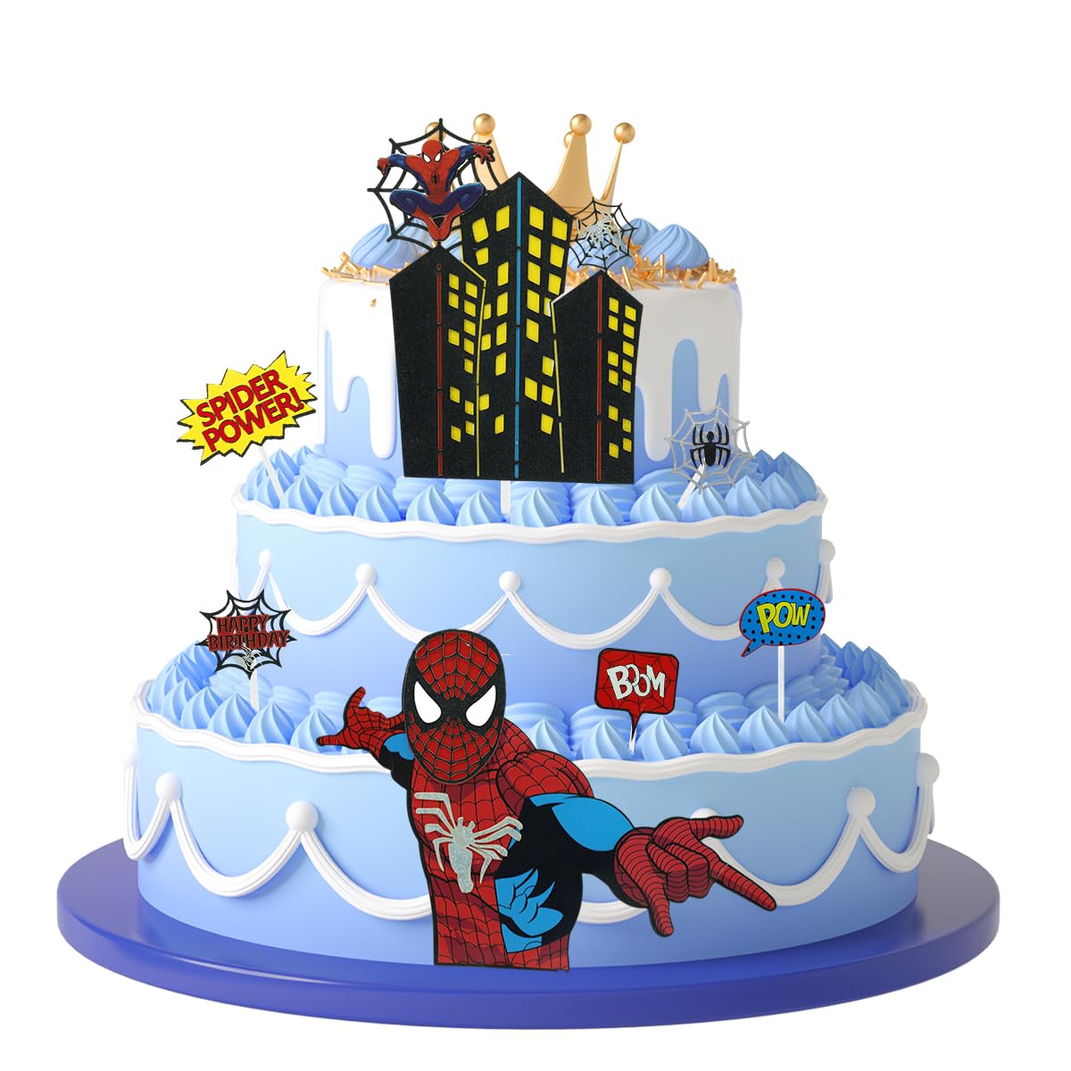 HASTHIP® Spiderman Birthday Cake Decoration Items Kit Spider-man Cartoon Creative Cup Cake Topper Decorations for Men Kids Boys Birthday Party Supplies