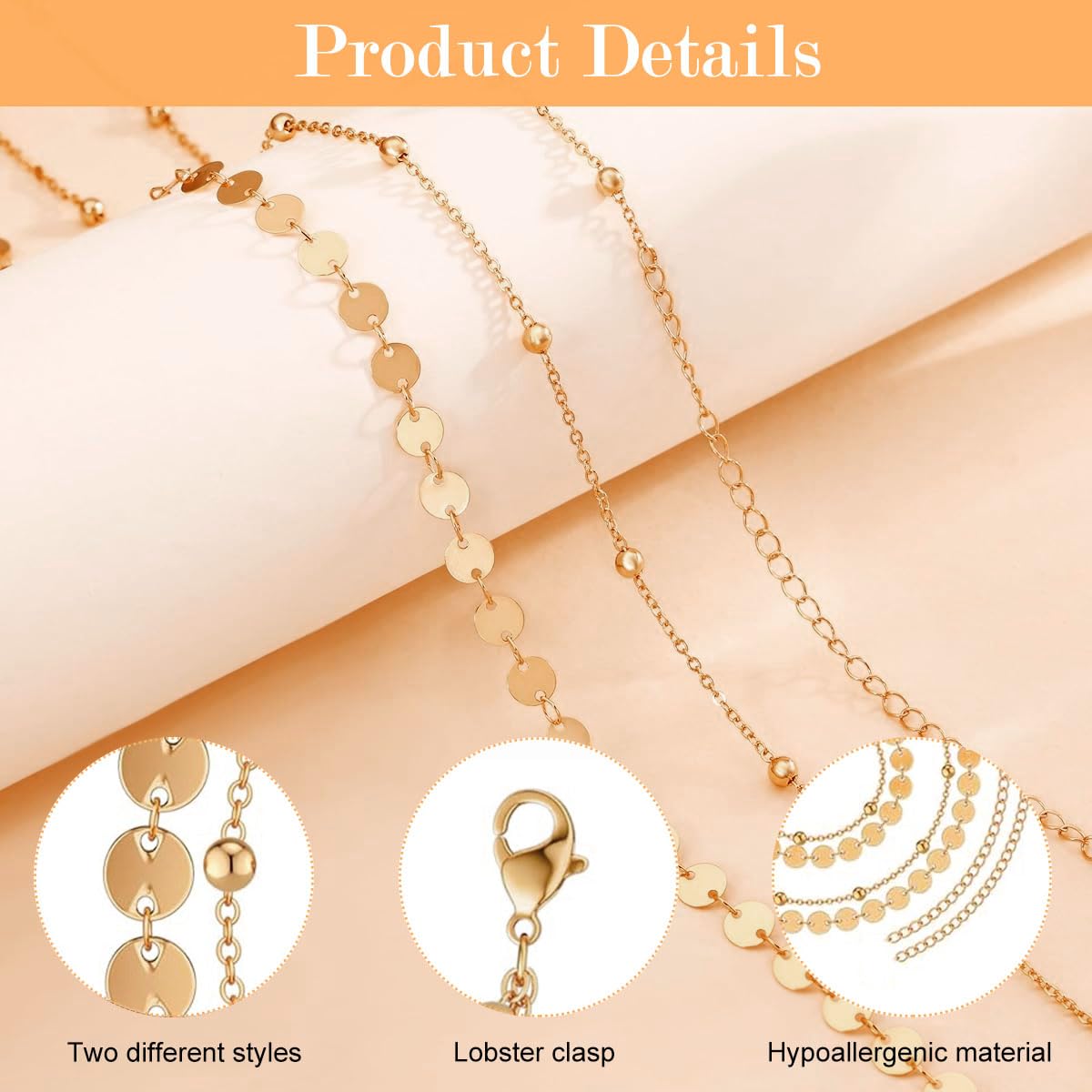 SANNIDHI Waist Chain for Women featuring 2 Layer Beads and Coin Charms Gold Plated 39in | Beach and Saree Wear