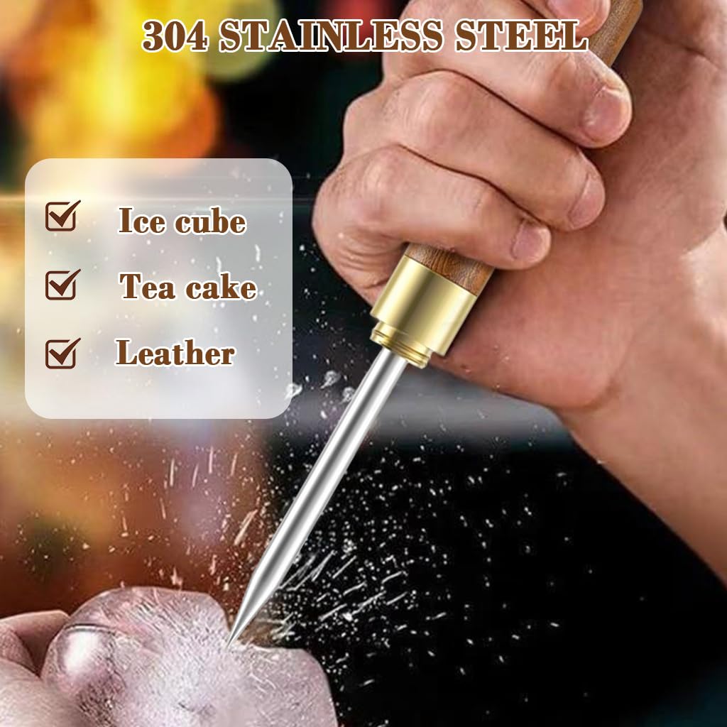 Supvox Ice Awl for Home Bar and Camping featuring 6.2 in Size and Ergonomic Wooden Handle