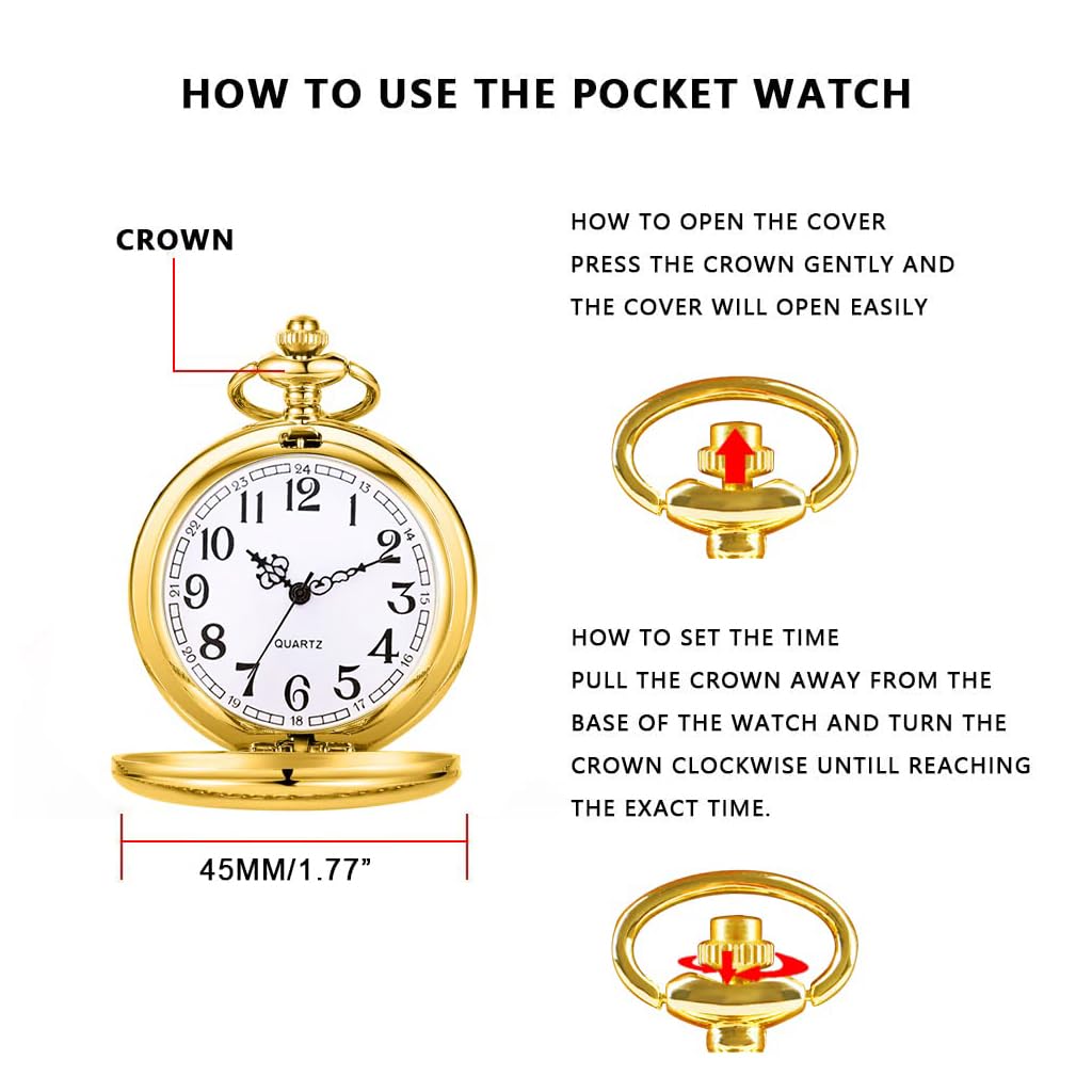 Zibuyu Pocket Watch for Men featuring Roman Numerals and 4.6 cm Dial | Golden Alloy Gift