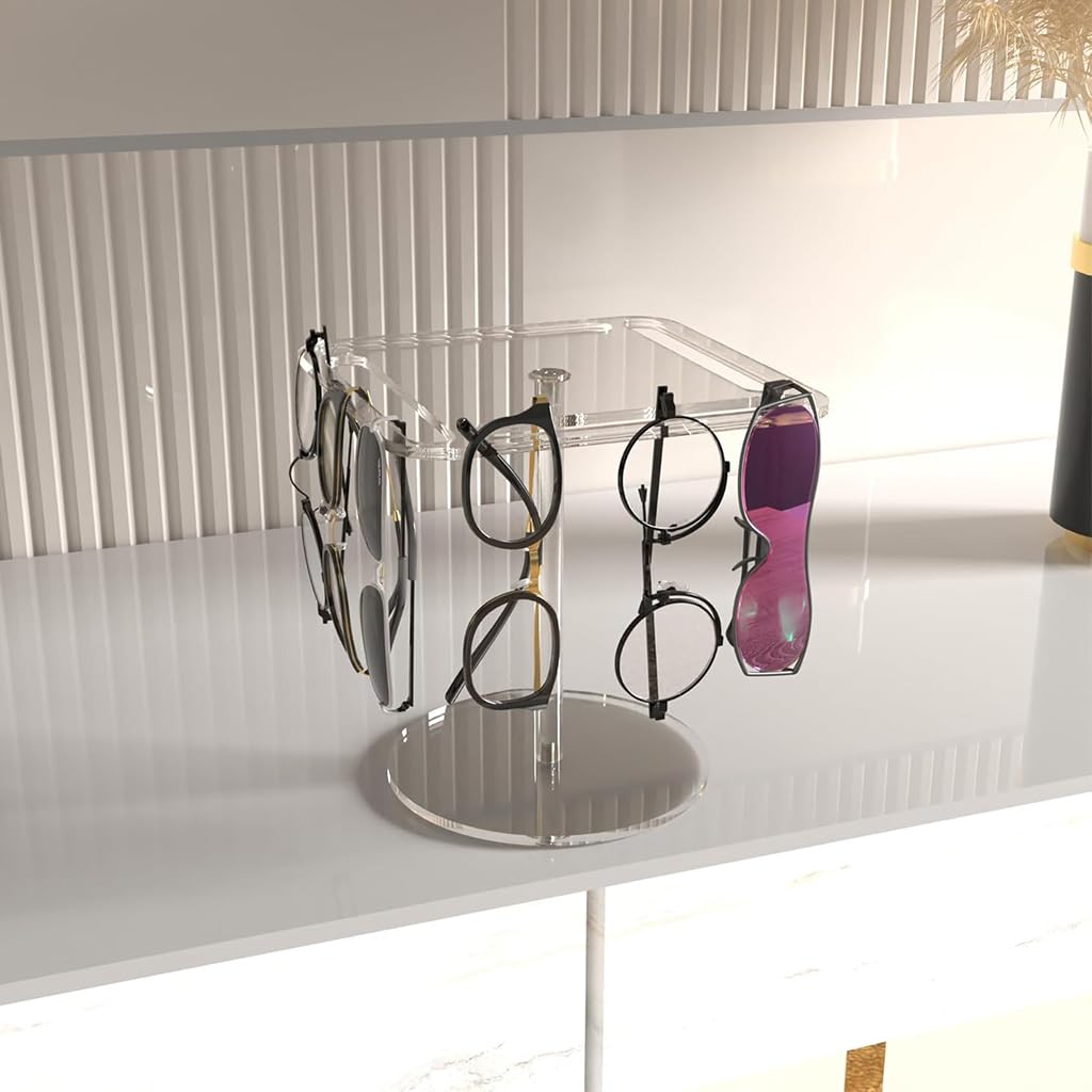 HASTHIP Acrylic Sunglasses Holder Stand for 12 Pairs with 360 Rotating Clear Display Rack