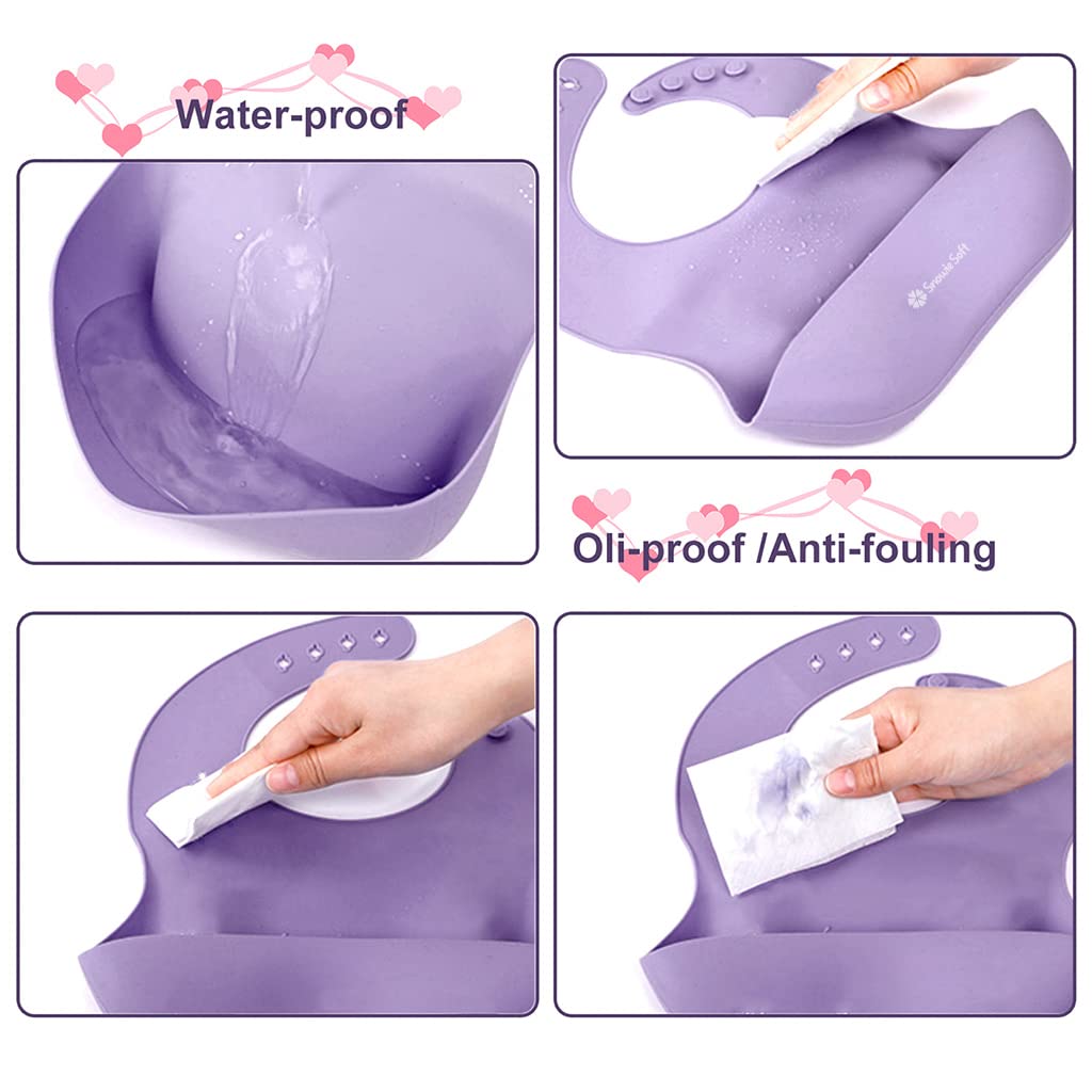 SNOWIE SOFT Baby Silicone Tableware Set for Feeding with Suction Bowl and Cat Claw Plate | BPA-Free Pink 5Pcs Kit