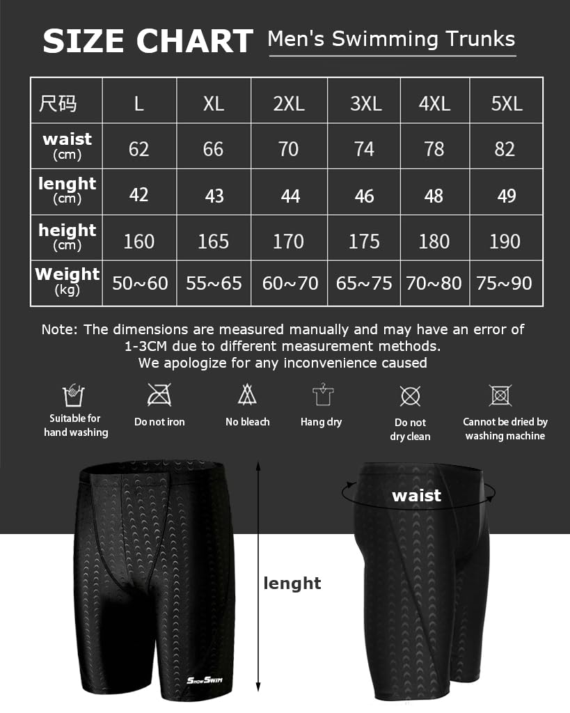Proberos Men's Swimming Trunks for Training with Compression Fit and Quick Dry Fabric | Black L