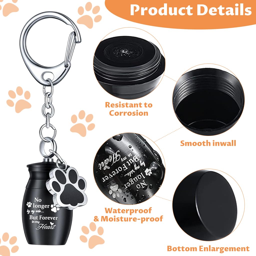 Qpets Dog Keychain for Pet Memorial with 25x15mm Urn Pendant and Paw Charm | Alloy Keepsake Gift
