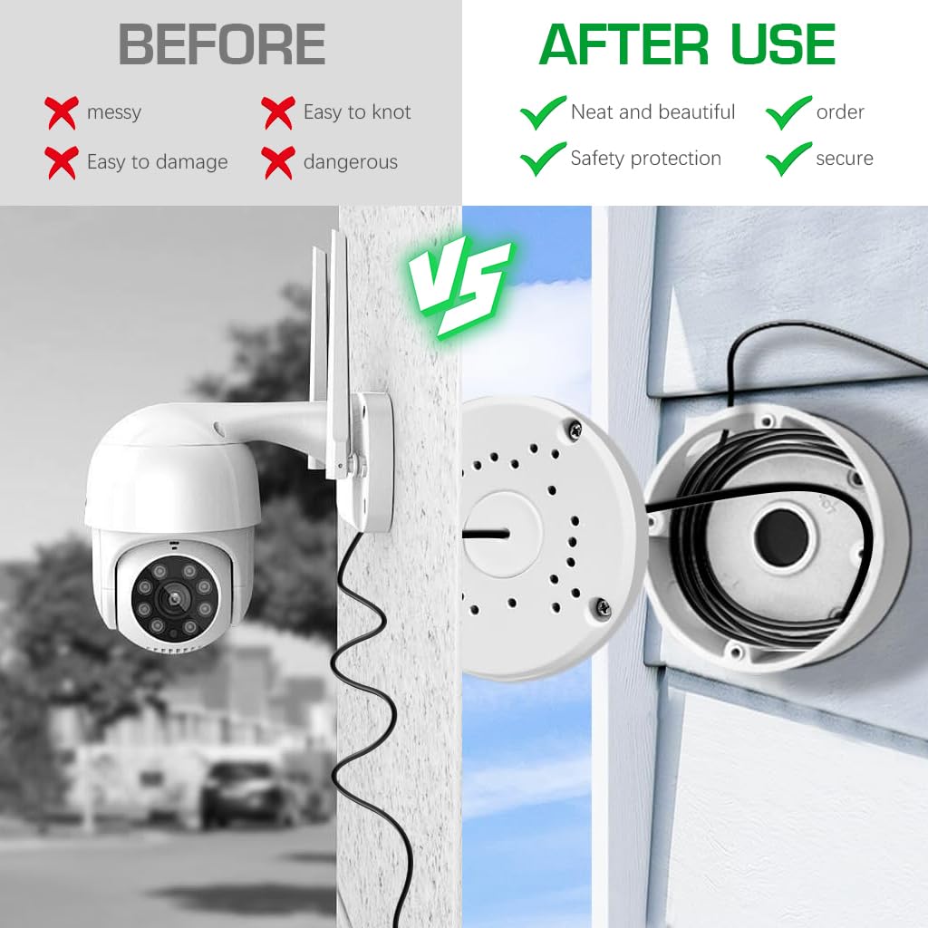 ZORBES Waterproof Bullet Security Camera Mount Bracket for Outdoor CCTV with 3.94x1.89 in Metal Enclosure | White ABS Junction Box for IP and POE Cams