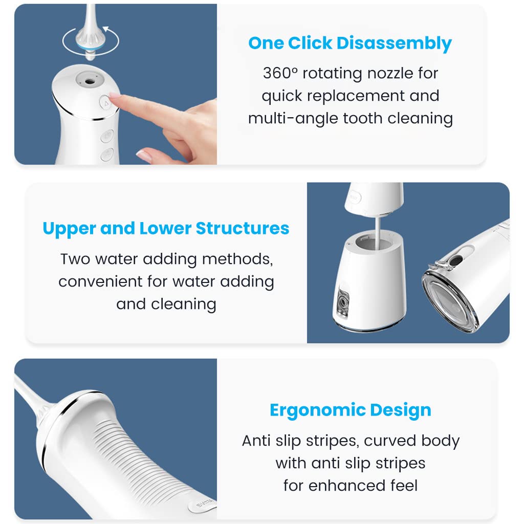 HANNEA Dental Flosser for Teeth with 300 ml Water Tank and 6 Modes | Cordless IPX7 Oral Irrigator