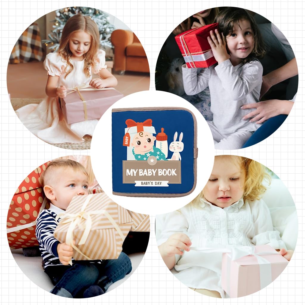 SNOWIE SOFT Baby Busy Book for Travel with Squeaky Toy 21.5x21cm Fabric Pages | Toddler Learning Toy