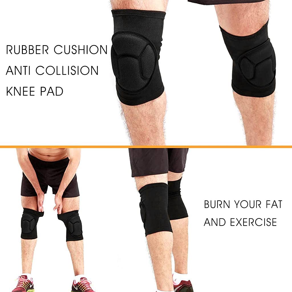 Sozzumi Knee Caps for Sports featuring EVA Thicken Sponge Pad and Anti Slip Silicone | Black 1 Pair