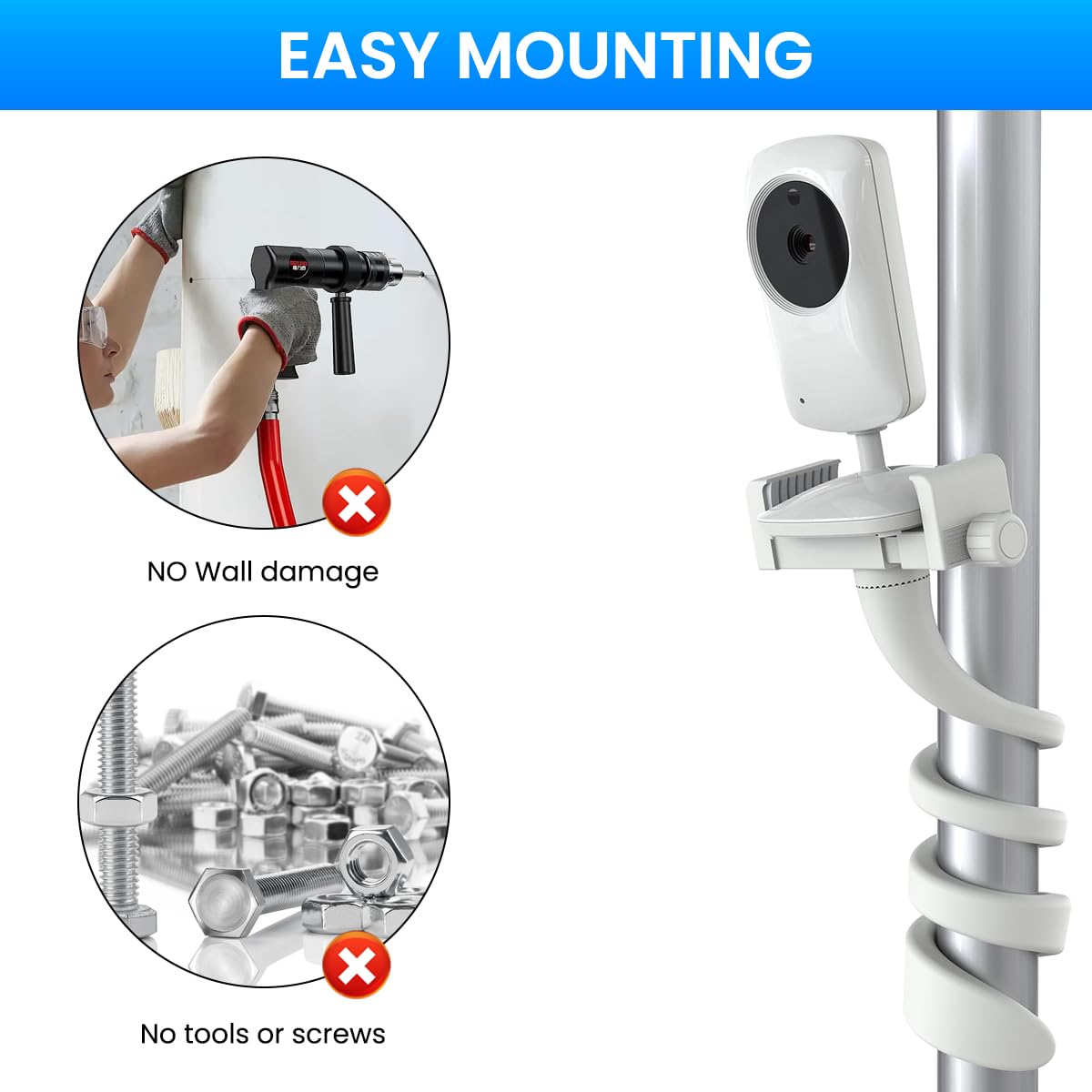 ZORBES Flexible Baby Monitor Mount for Infant Optics DXR-8 and DXR-8 Pro with Secure Clip | Adjustable Arm for Crib or Nursery