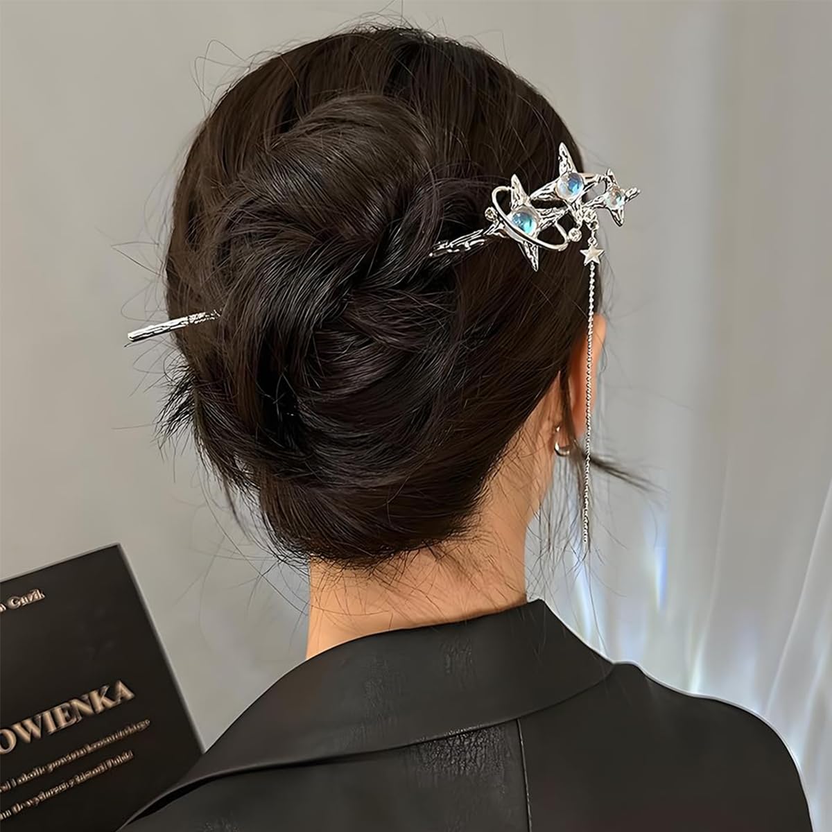 SANNIDHI Hair Sticks for Women featuring Star Motifs and Silver Metallic Alloy | Set of 5