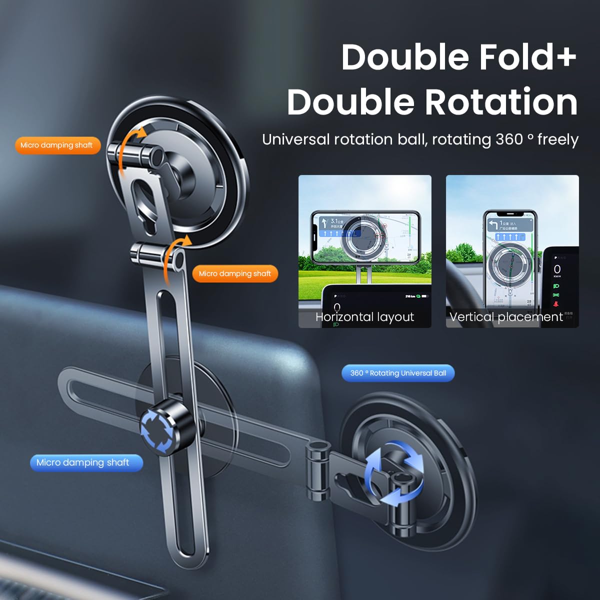 STHIRA Adjustable Magnetic Mobile Holder for Car Dashboard with 360 Rotation and Aviation Aluminum Build