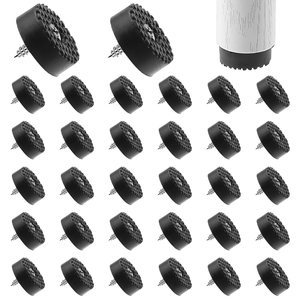 Serplex Table Feet Pads for Wooden Furniture Legs with Screw-in Design and 3cm PVC Pads | 32pcs Anti-Slip Floor Protectors