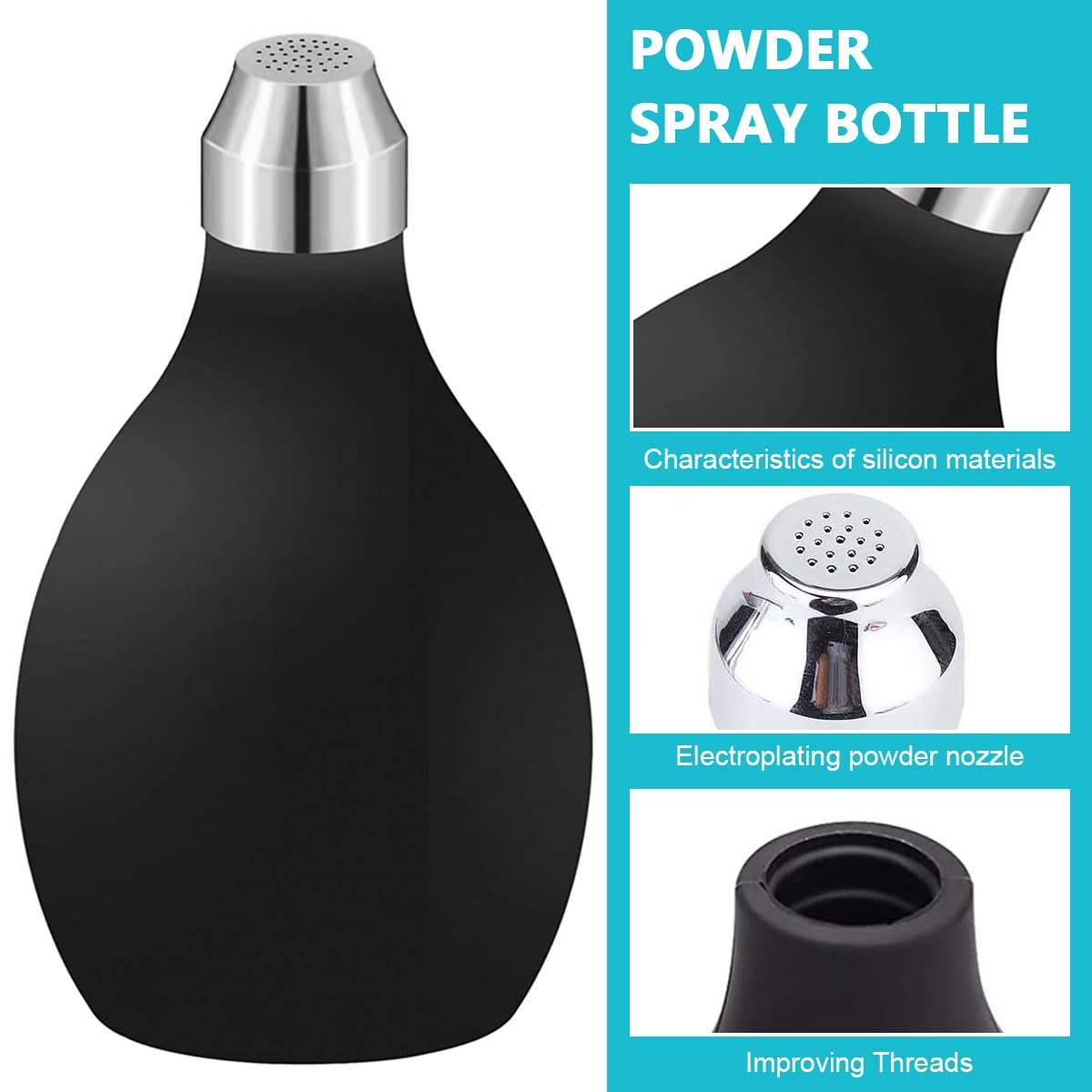 MAYCREATE Powder Spray Bottle for Hair Fibers with Silicone Air Pump 100ml | Refillable Styling Tool