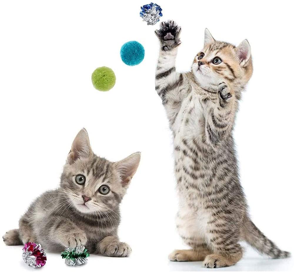 Qpets® Cat Toys Kitten Toys Cat Toy for Indoor Cats Cat Feathers Wand Cat Interactive Toys Set with Mouse Mice Balls and Bells Toys for Cats Kitten Toys for Kttens to Play