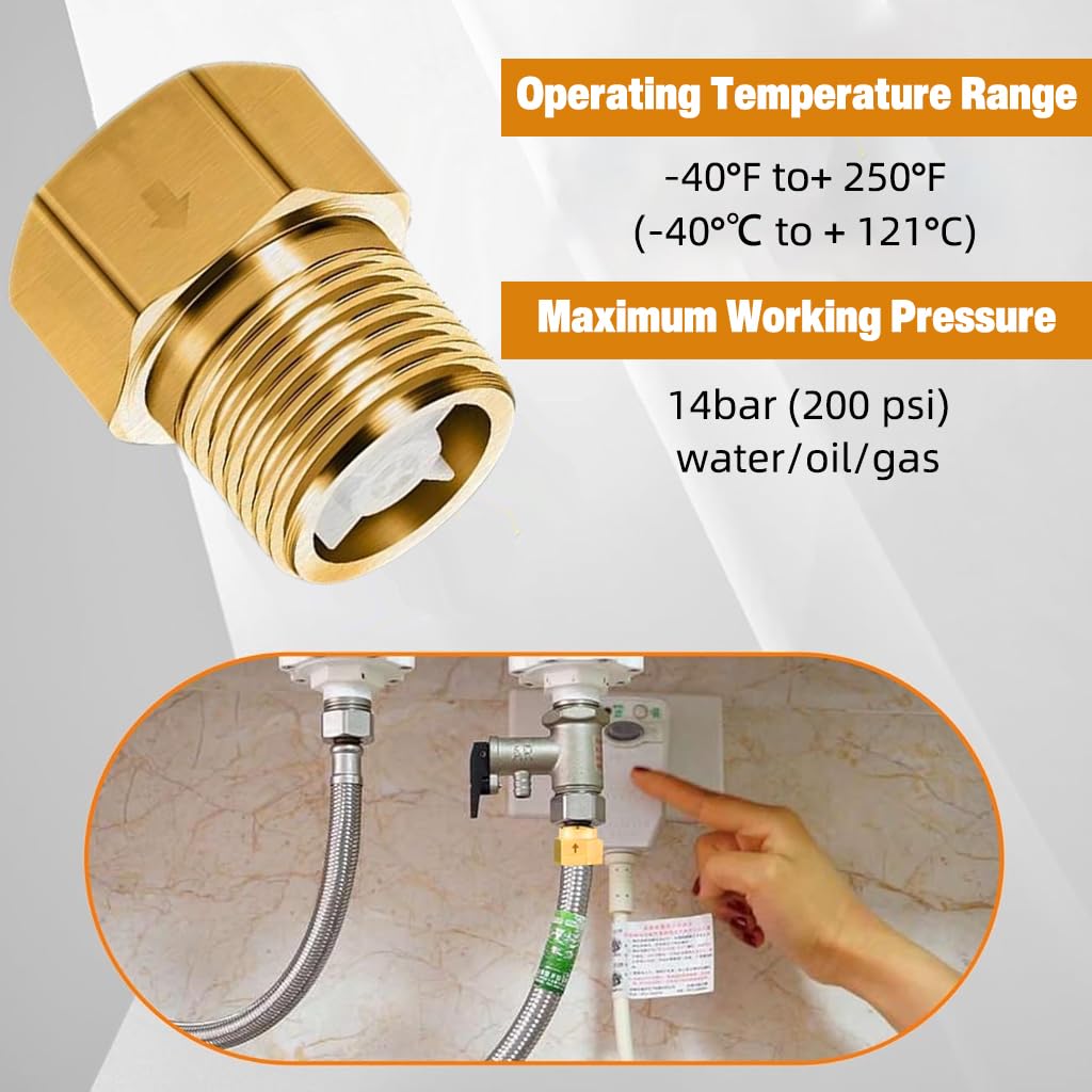 Serplex Brass Check Valve for Water & Gas Systems with 1/2 in NPT Threads | Leak-Free One-Way Design