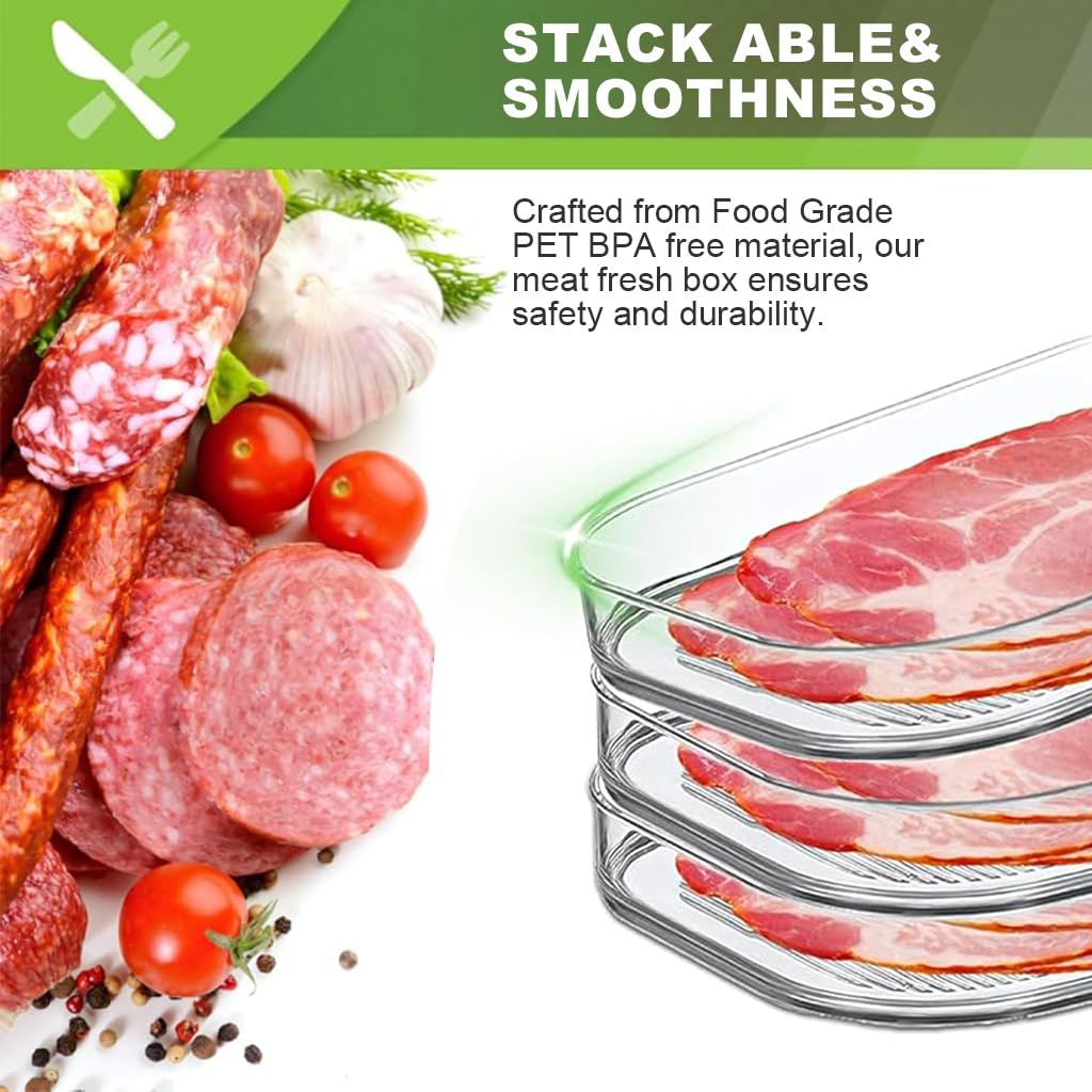 Supvox Food Storage Container for Fridge and Freezer with Triple Layer Tray 22.5x16x8.5cm | BPA Free Stackable Fresh Box