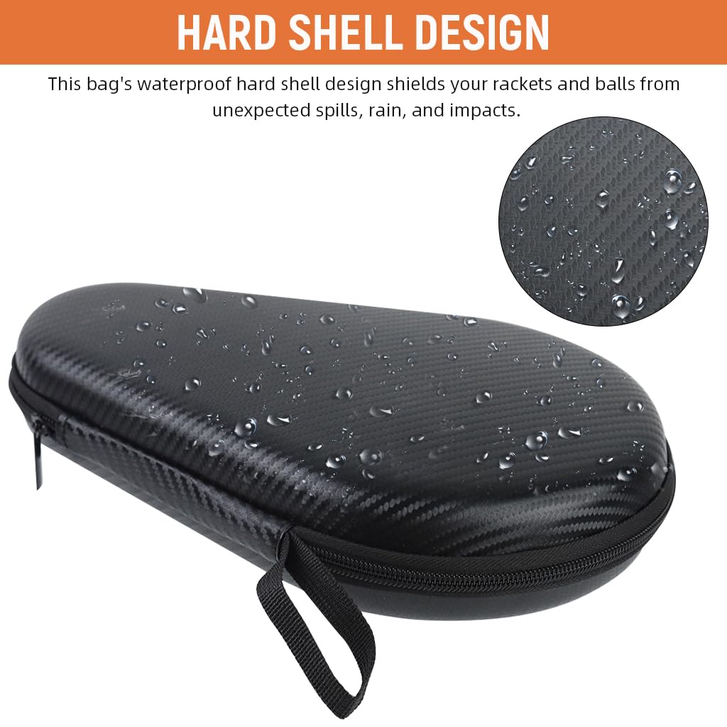 Proberos Table Tennis Paddle Bag for 2 Rackets & 2 Balls featuring EVA Hard Shell 28x18cm | Waterproof Zipper and 600D Polyester Construction