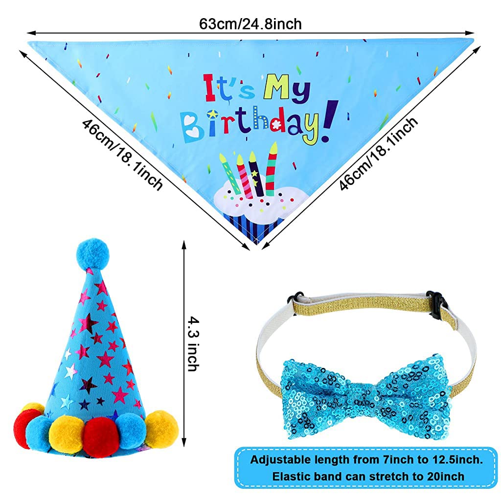ZIBUYU Dog Birthday Supplies for Pets with 10 Balloons and 5 m Ribbon | Blue Theme Set