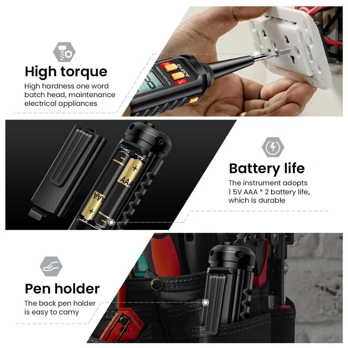 Serplex Voltage Tester Pen for AC/DC Circuits with LCD Display and Non-Contact Detection | 4000 Count Digital Multimeter