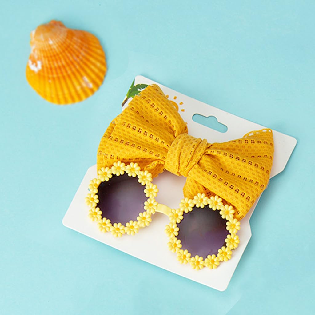 SNOWIE SOFT Baby Sunglasses and Bow Headband Set for Toddlers | Sunflower Gift for Kids