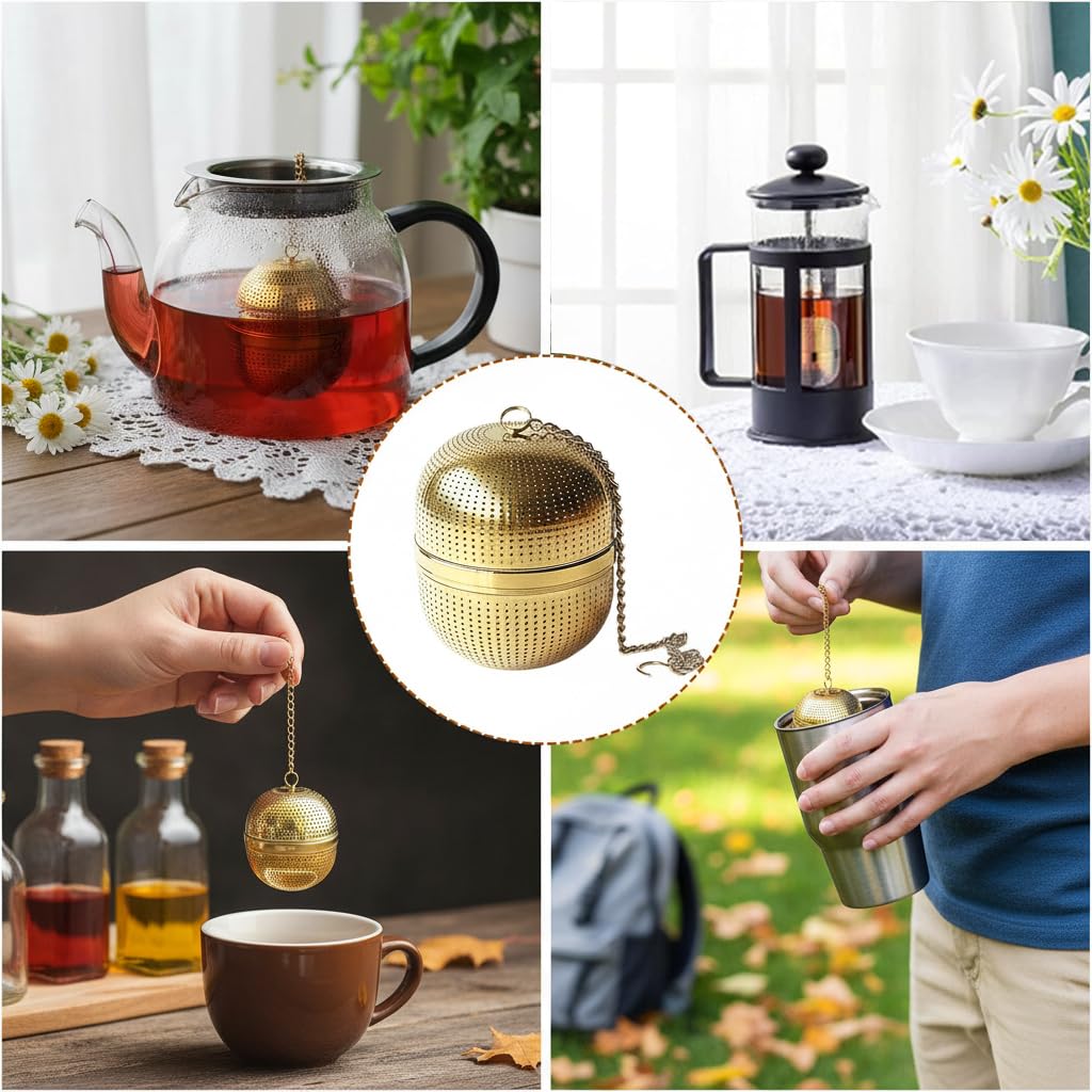 Supvox Tea Infuser for Loose Leaf Brewing with 2.1 in Mesh Strainer & Chain Lid | 304 Stainless Steel