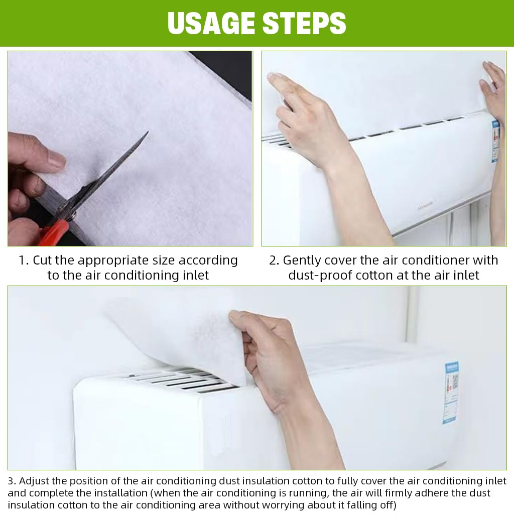 HASTHIP AC Cover for Split Air Conditioner with Self-Adhesive Filter Sheets 20x80cm | 10 Pack Non Woven Dust Protection