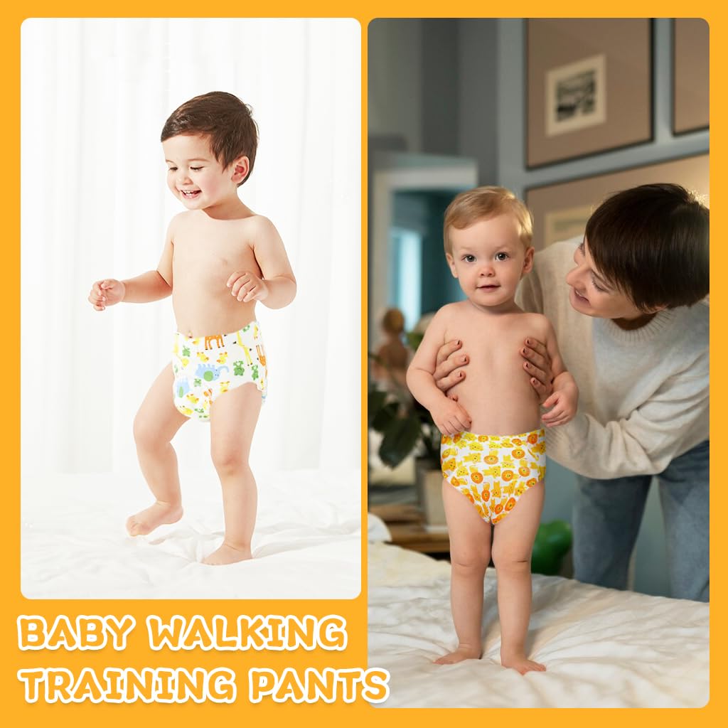 SNOWIE SOFT® 2Pcs Potty Training Pants Breathable Cotton Potty Training Pants Cartoon Print Elastic Waist Potty Training Pants Toddlers Potty Training Pants for Toddlers 12-15 Months