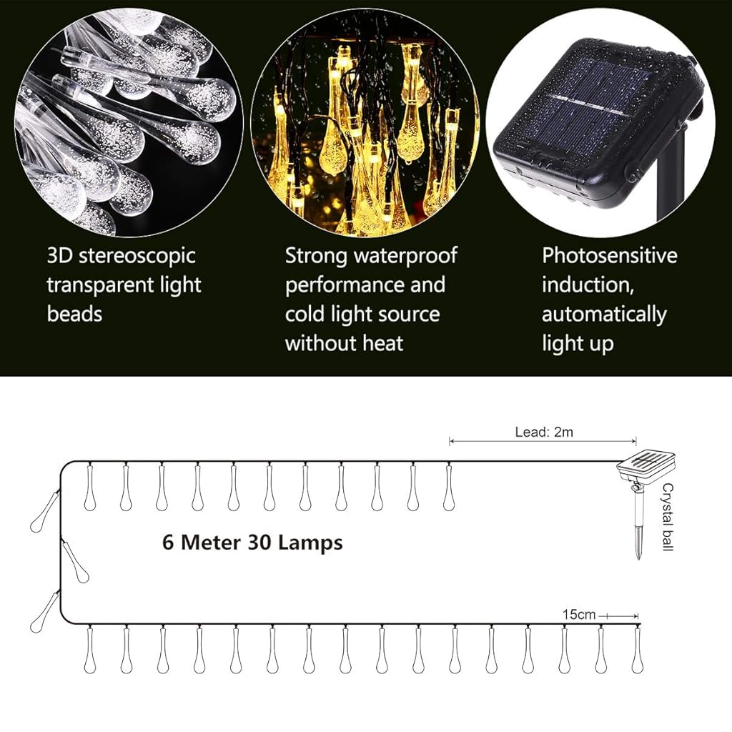 ELEPHANTBOAT Solar String Lights for Patio and Garden featuring 30 LEDs 21.3 ft | 8 Modes IP65