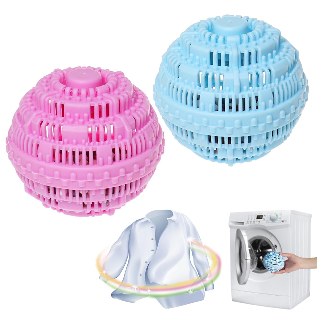 HASTHIP® 2Pcs Laundry Ball Fragrance Laundry Egg Large 4.3 inches TPR Washing Ball Remove Dirty Prevent Tangle Reuseable Washing Ball for Sheet, Clothes