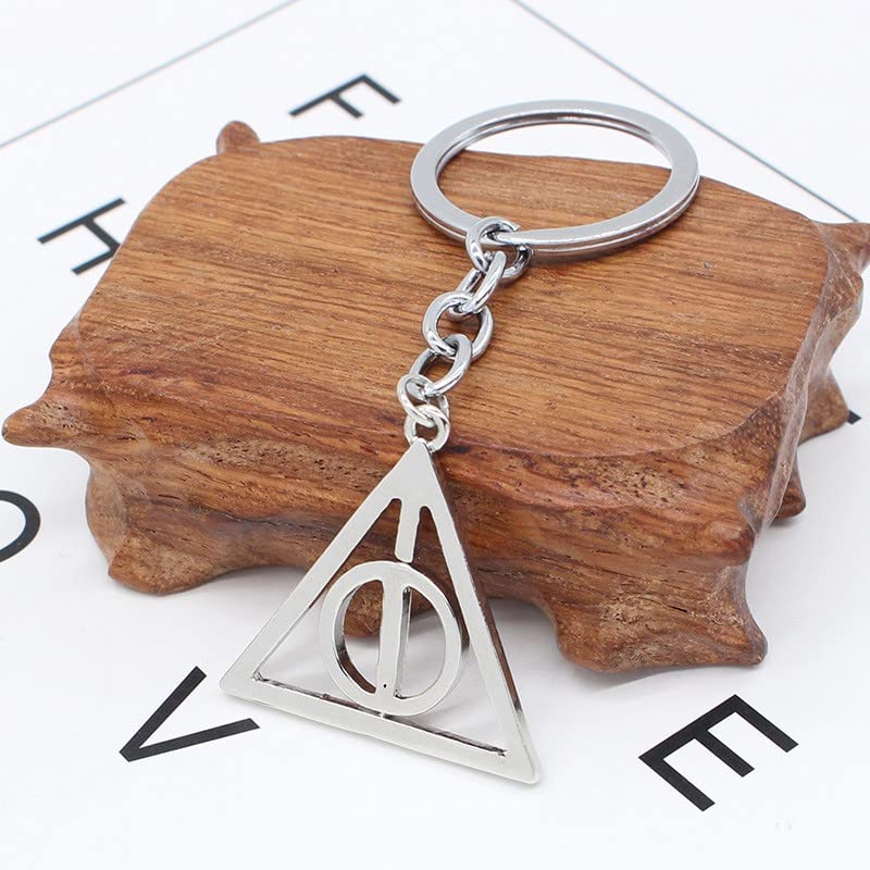 ZIBUYU Deathly Hallow Keyring Creative Deathly Hallow Keyring Harry Potter Keyring Keychain Rotatable Design Deathly Hallow Keyring Christmas Gift Keychain Keyring