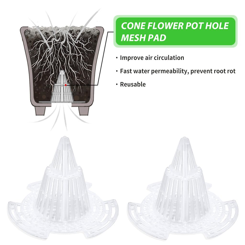 HASTHIP® Flower Pot Hole Mesh - 10Pcs Plant Aeration Cone - Soil Air Diffuser Cone for Flower Plant - 7.4cm bonsai pots Drain Hole Cone - Prevent Waterlogging for Bonsai Pot & Succulent Planters