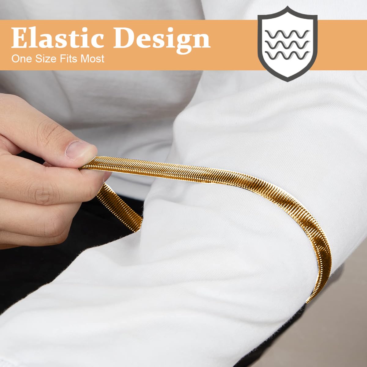 GUSTAVE Shirt Sleeve Holder for Men and Women with Stretchy Metal Armbands | Gold Pair