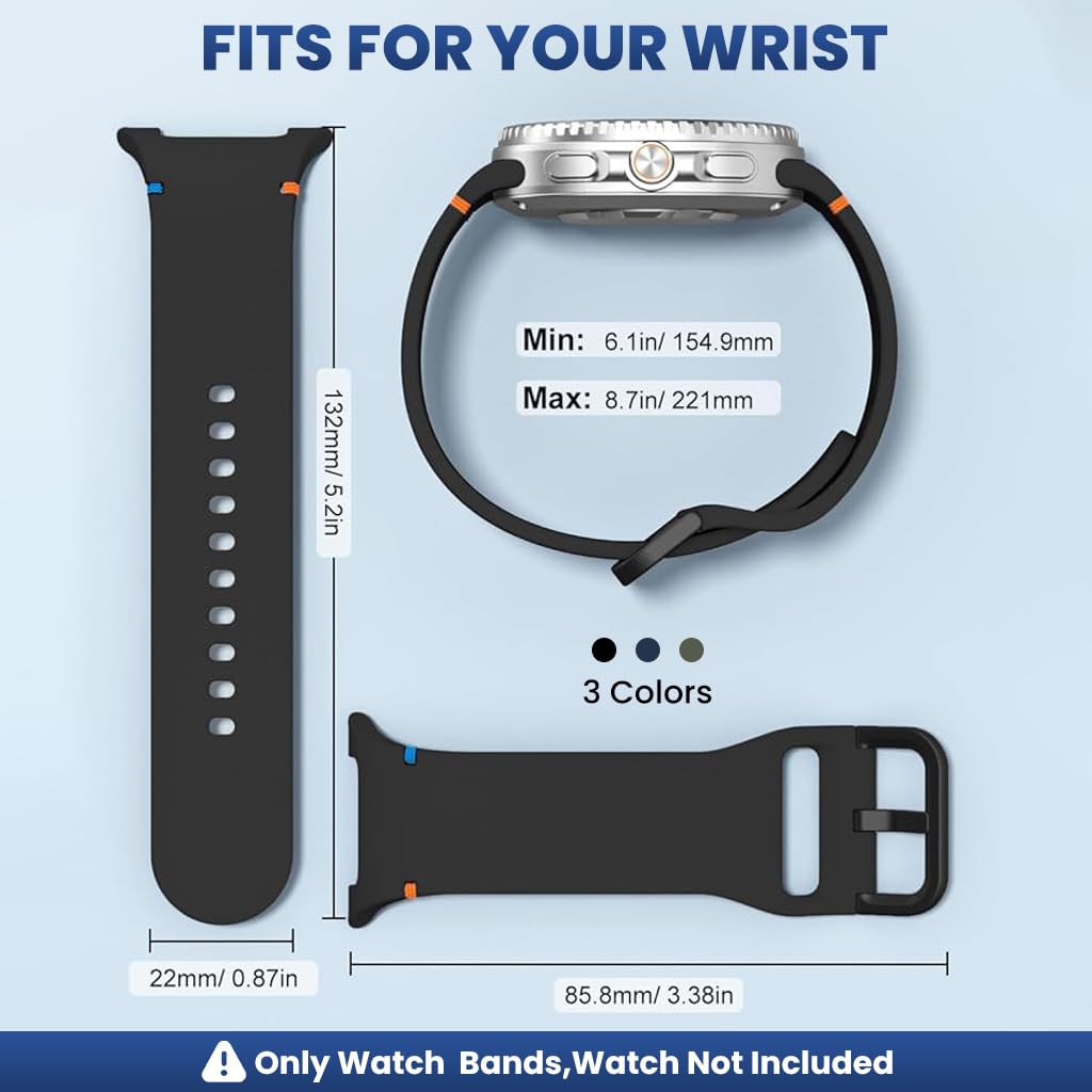ZORBES Sport Band Compatible with Galaxy Watch 7 featuring No Gap Design and 3 Pack Silicone Strap for Men and Women