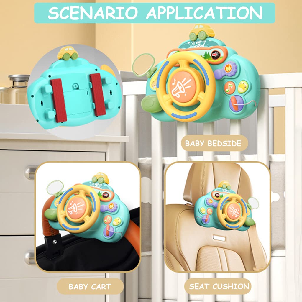 PATPAT Music Driving Steering Wheel Toy for Kids with Screw-Sealed Battery Case and 27x9cm Size | Mountable Crib Play Toy for Baby 1–3 Years