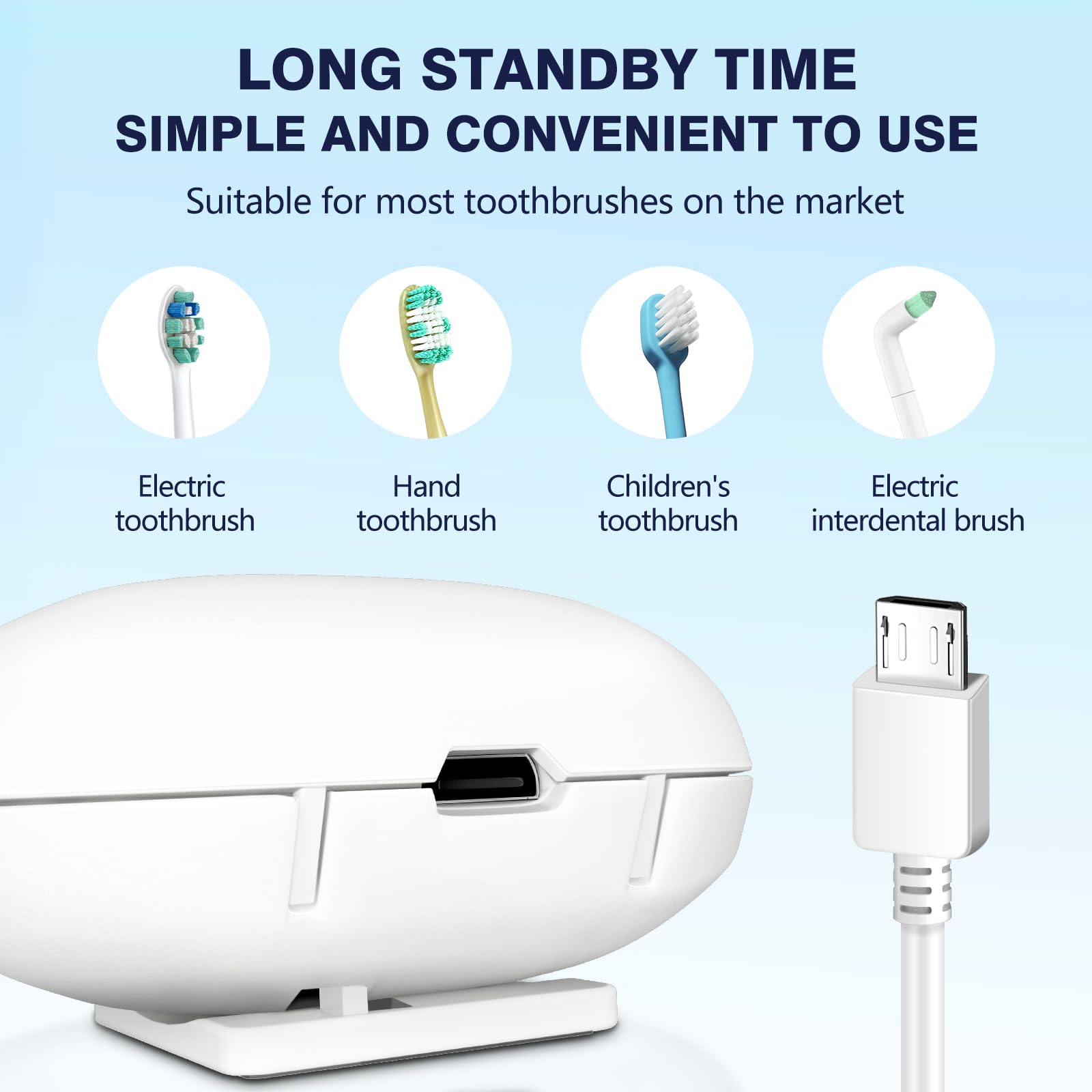 HANNEA® Toothbrush Holder with UV Sanitizers USB Rechargeable UV Sanitizer for Toothbrush Travel Toothbrush Case Bathroom Self Adhesive Wall Dust Proof Mini Antibacterial Toothbrush Holder