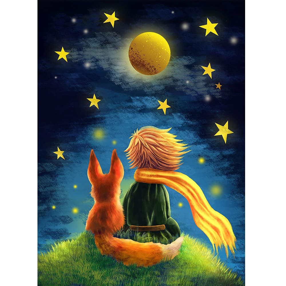 HASTHIP® Diamond Painting Kit, 12x16inch The Little Prince and Wolf 5D Diamond Painting Kit for Adults & Kids, Very Suitable for Home Leisure and Wall Decoration, Gift for Kids and Adults