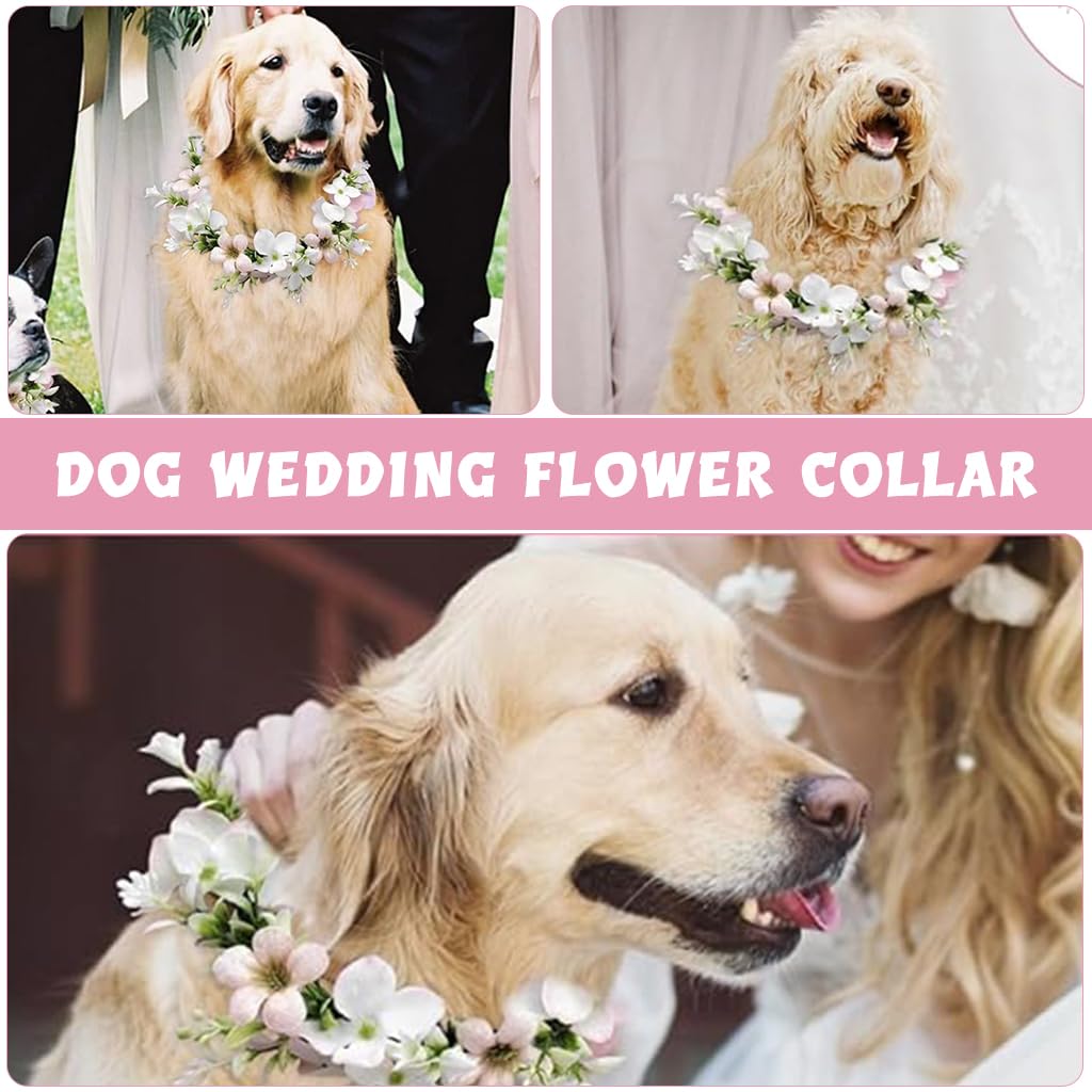 Qpets Pet Wedding Flower Collar for Dogs with Adjustable Tie Back | Ideal for Festivals & Photography