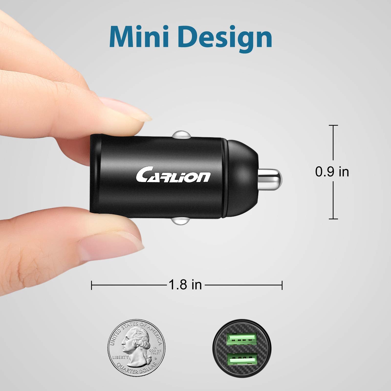 ELEPHANTBOAT Mini Car Charger with Dual USB 30W Ports for Fast Charging | Metal Casing